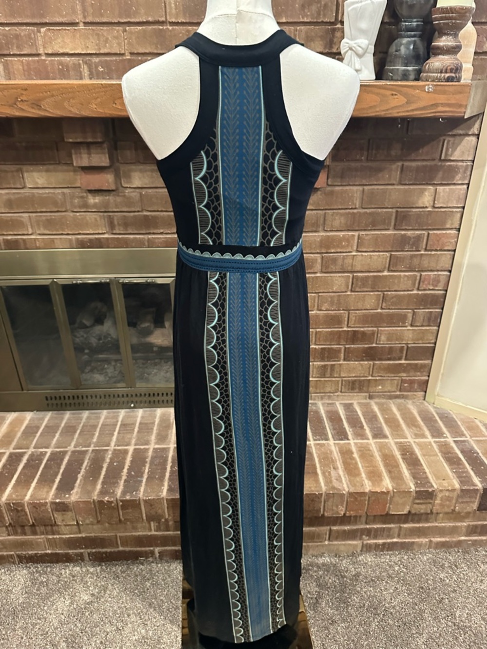 Athleta Boho Tribal Print High Neck Maxi Dress | Size M | Coastal Gypsy Chic - Picture 4 of 5